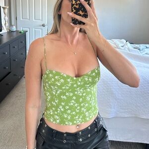 Green Floral Tank Top